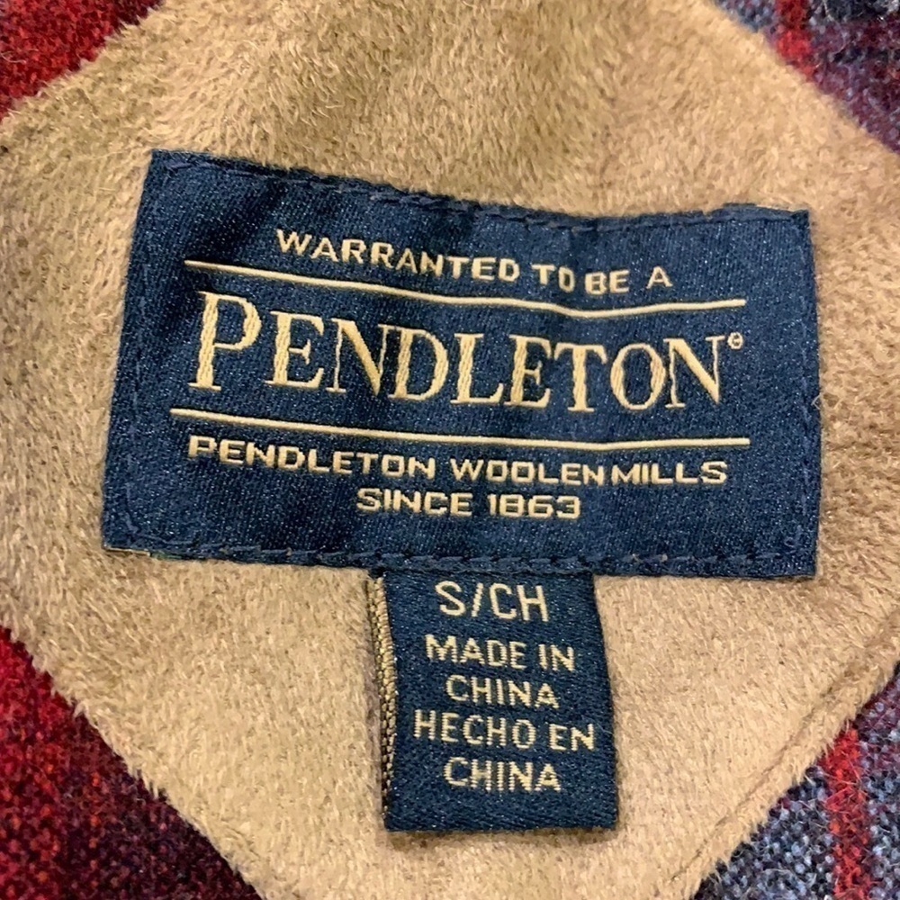 Pendleton Fuzzy Jacket Small Coat Full Zip Pockets Plaid lined Outdoor - Picture 3 of 7
